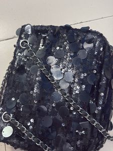 Sparkly Black Sequin Clutch Bag