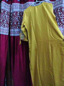 Embroidered Mustard Yellow Kurti
