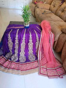 Purple Embroidered Lehenga Choli Set