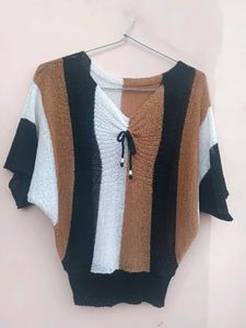 Striped V-Neck Knit Top (UNUSED)