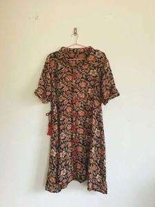 The Earthy Autumn Kalamkari Shirt Dress