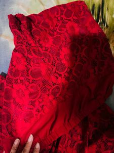 Elegant Red Lace Palazzo Pants