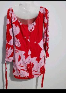 Vibrant Floral Print Square Neck Top