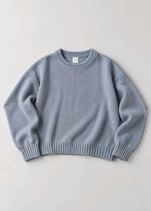 LIGHT BLUE RIBBED CREWNECK SWEATER