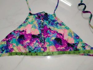 Colorful Tie-Dye Halter Bikini Top L
