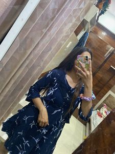 Chic Navy Blue Printed Dress