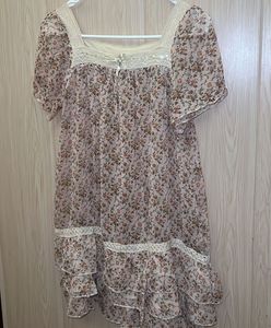 Sheer floral Chiffon Tiered Ruffle Dress