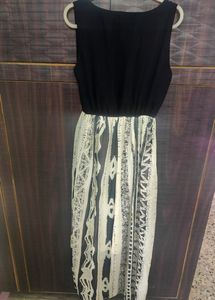 Long Black N White Trendy Western Dress