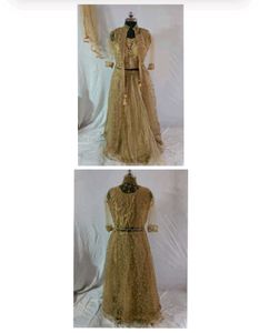 3 Piece Elegant Golden Net Lehenga Choli Set
