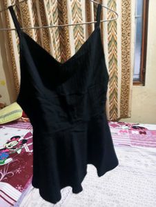 Chic Black Peplum Cami Top