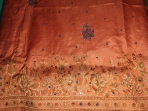 Peach Embroidered Saree women's 💓✨