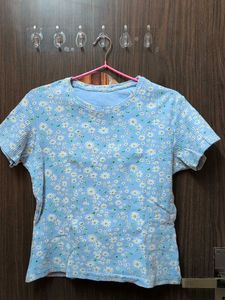 Light Blue Floral Print Top