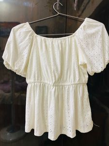 off shoulder summer friendly white Top