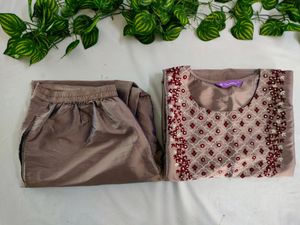 Mauve Embroidery Casual Kurta (Women's)