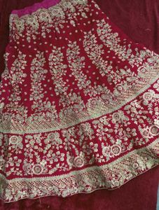 Wine Red Lehenga Set With Heavy Gold Embroidery