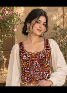 Embroidered Boho Blouse with Mirror Work