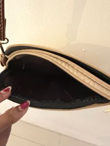 Cream Crossbody Bag with Brown Accents