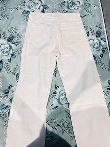 Cream Wide Leg Jeans