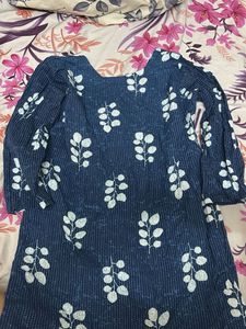 Blue Leaf Print Kurta