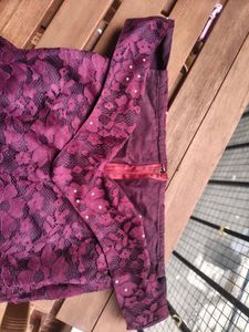 off shoulder Burgundy Lace Dress