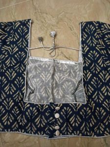 Navy Blue Printed Blouse