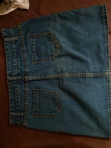 Blue Denim Button-Front Mini Skirt