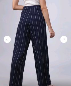 Striped Navy Blue Wide Leg Pants