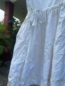 White Puff Sleeve Embroidered Dress