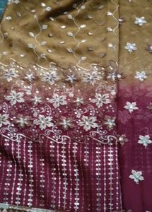 Embroidered Ombre Saree