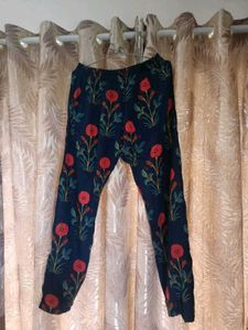 Stylish Navy Blue Kurta Set with Floral Print