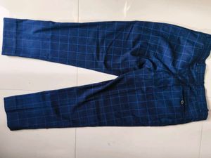 Men's Navy Blue Checkered Blazer