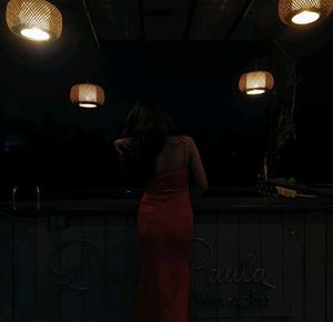 Red Embroidered Midi length dress