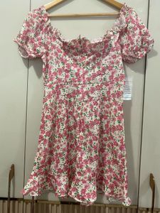 Floral Print Puff Sleeve Mini Dress