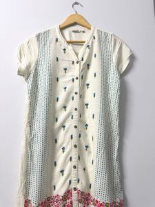 -**Sale**Cream Printed Kurta