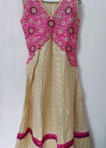 Pink and Beige Anarkali Kurta