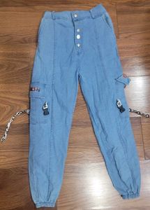 Stylish Light Blue Cargo Jeans