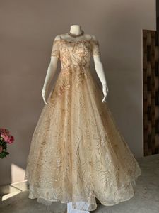 luxury Off-Shoulder Embellished Gown