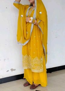 Stunning Yellow Sequined kurta set