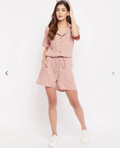 Women's Button-Up Short Jumpsuit