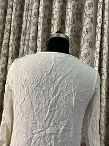 White Cotton Kurti with Lace Detail