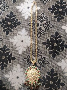 #Brandnew#necklace#golden#pendant#minakari#elegant#traditional#ethnic#beautiful#redgreenwhitestones