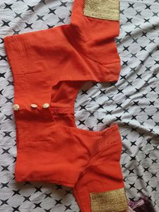 Elegant Orange Embellished Saree