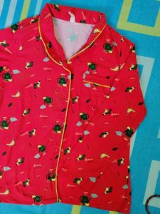 Red Patterned Zivame Pajama Set