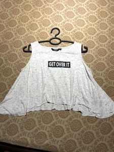 Sleeveless Top with "Get Over It" Graphic