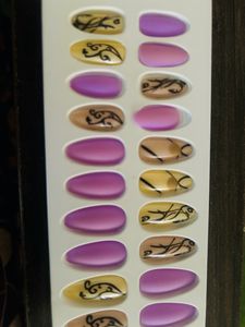 Purple Almond Shape Self Stick Nails