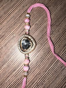 Elegant Beaded Rakhi with Stone Pendant