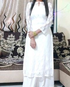 SIRIKIT WHITE NET KURTA