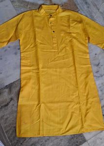 Men's Yellow Kurta with White Pajama