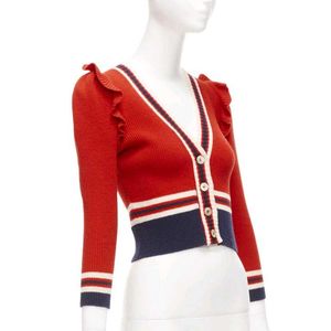 Gucci Chic Red Cropped Knit Cardigan