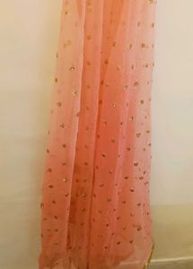 Peach Dupatta with Gold Embellishments